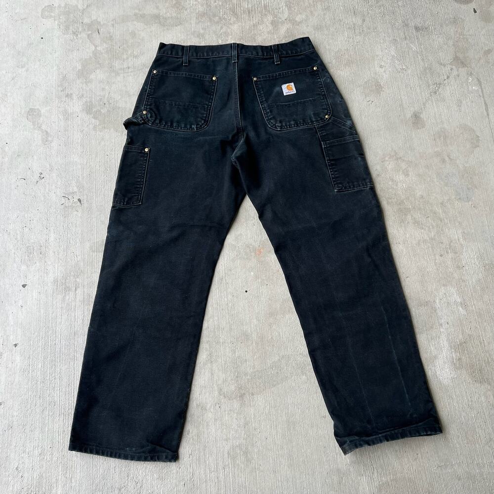 Carhartt faded black double knee work wear carpenter pants - Picture 4 of 7